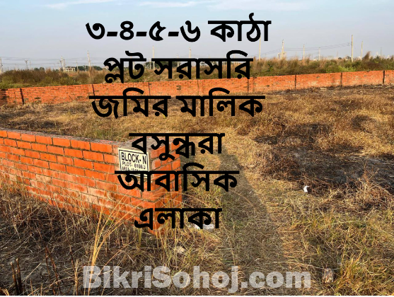 ৩-৪-৫-৬ কাঠা প্লট সরাসরি জমির মালিক বসুন্ধরা আবাসিক এলাকা